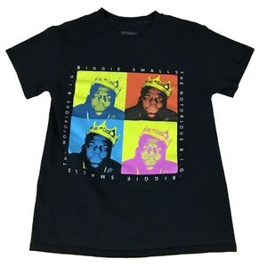 Notorious B.I.G. Biggie Smalls Pop Art Graphic T-Shirt Black Small Brooklyn Mint